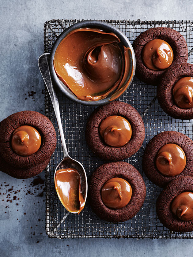 SWEET TREAT CHOCOLATE CARAMEL THUMBPRINT COOKIES