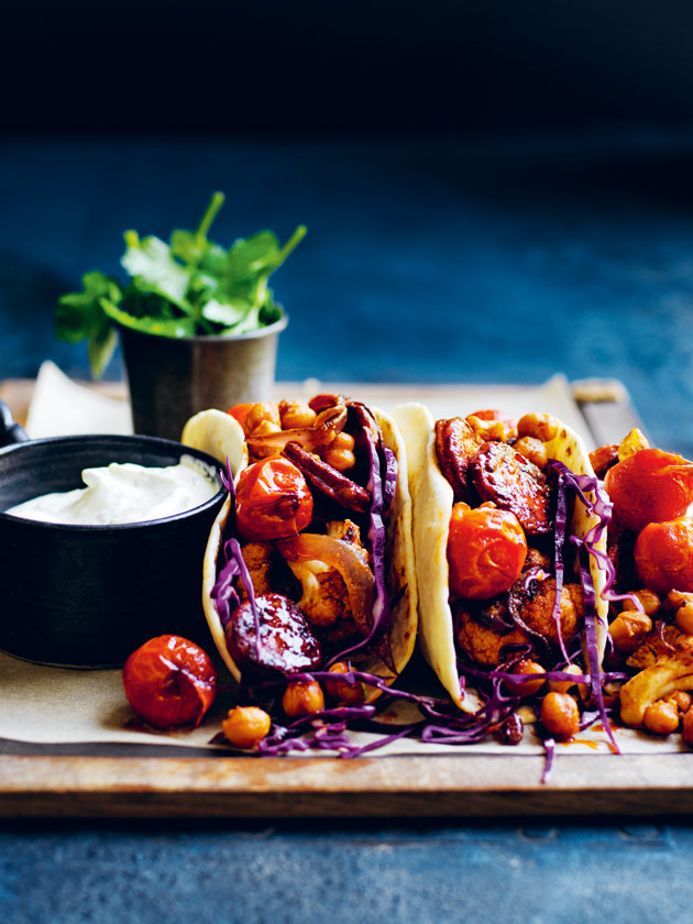 EASY WEEKNIGHTS CHORIZO, CAULIFLOWER AND CHICKPEA TACOS